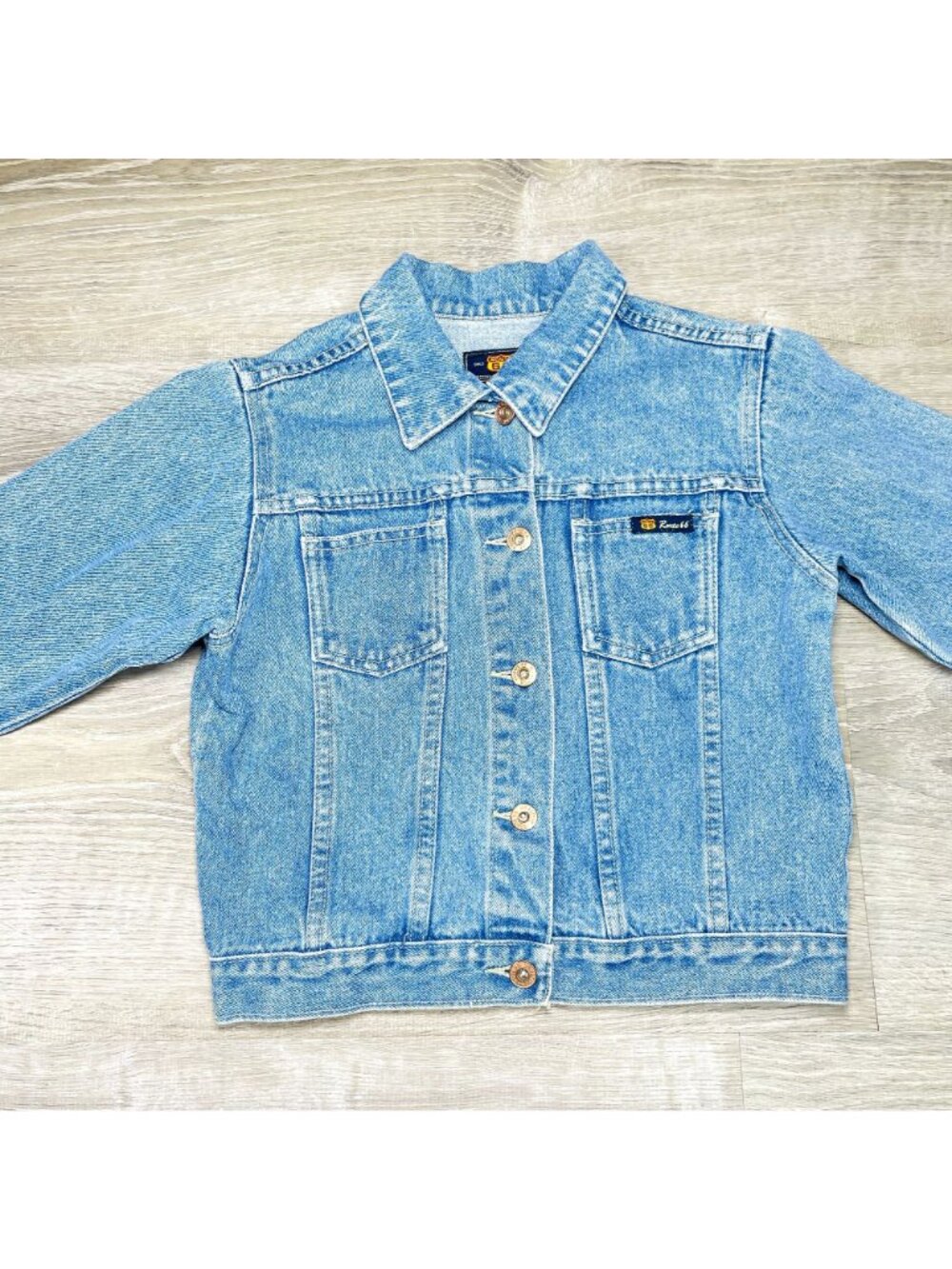 Vintage Route 66 Denim Jean Jacket Gender Neutral Kids 10 - 12 / Adult XS - Picture 3 of 14